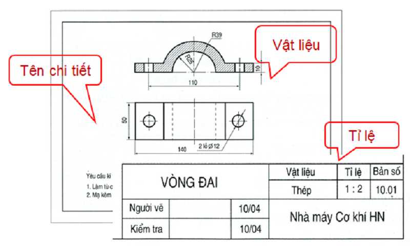 Bản vẽ chi tiết vòng đai đơn giản