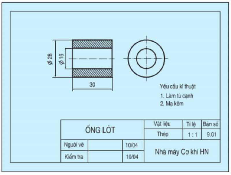 Bản vẽ chi tiết ống lót